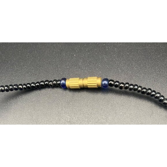 Vintage Carnelian Black Glass Beaded Necklace Orange Agate Stones Boho Unisex 21 - Picture 4 of 7